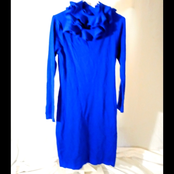 appraisal Dresses & Skirts - Beautiful! Appraisal blue ruffle neck sweater dress size small